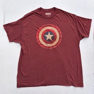 Marvel Captain America Shield Red Maroon Burgundy Men’s Tee T-Shirt Size 2XL MCU